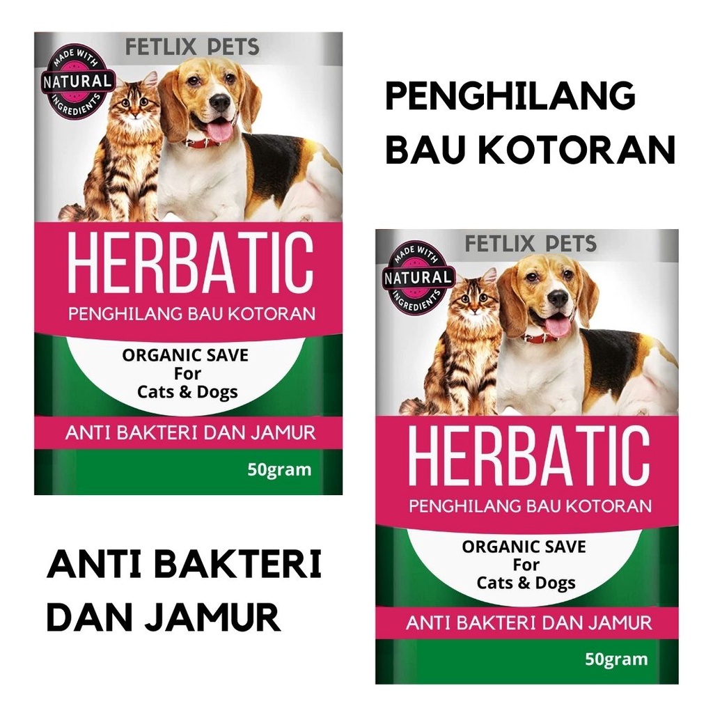 Penghilang Bau Kotoran Kucing Cat Kitten Organic Herbatic Aman Buat Kitten 50gr HERBATIC FEFARM