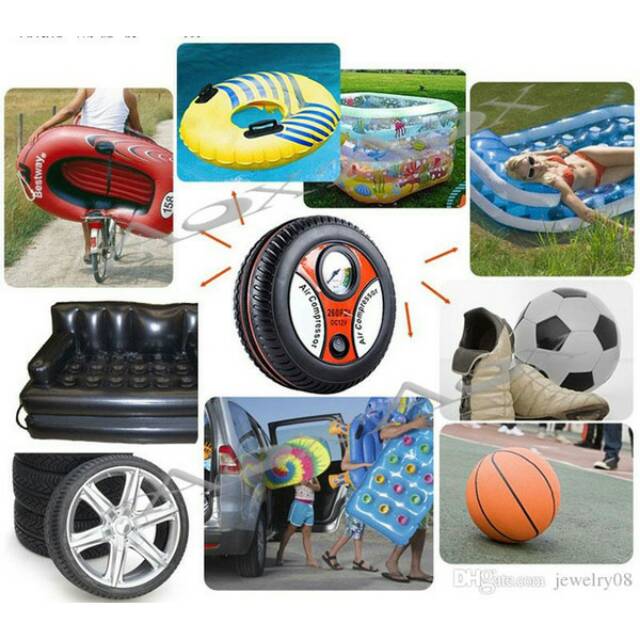 Pompa listrik ban mobil / mini air compressor car portable / pompa listrik bola / pompa mini