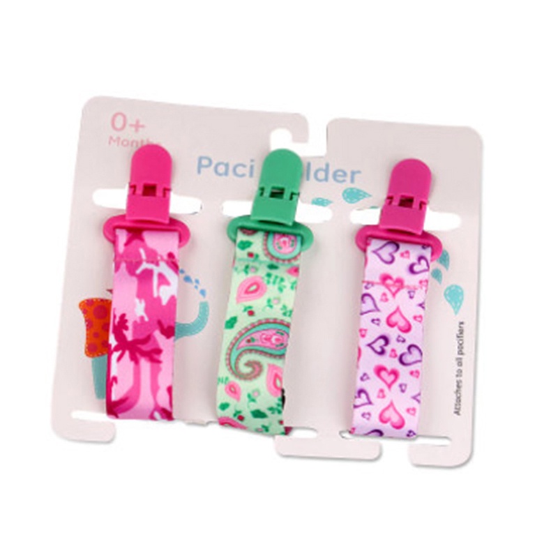 3pcs / Set Klip Penyangga Pacifier Dengan Bahan Plastik Dan Gambar Motif