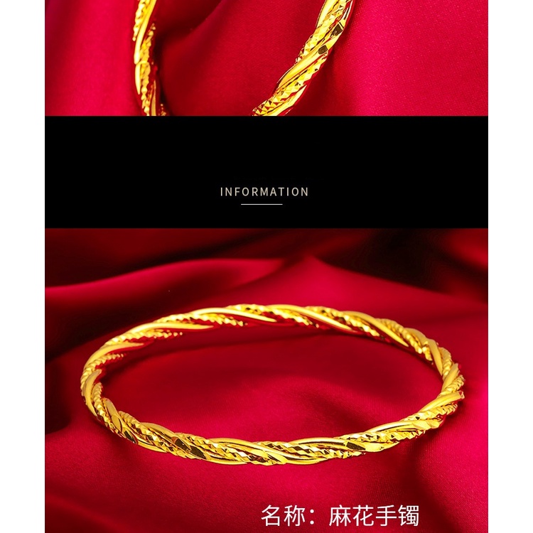 Gelang Model Twist Emas Asli Kadar 375Gaya Korea Untuk Wanita