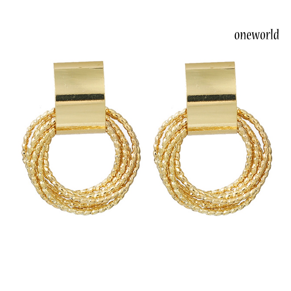 OW# 1 Pair Exquisite Women Multilayer Circle Golden Ear Stud Earring Jewelry Accessory