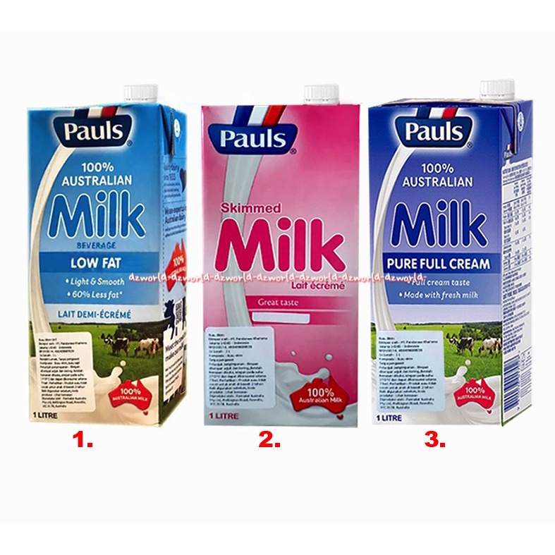 

Pauls Australian Milk Pure Full Cream Lait Demi Ecreme 1L Susu UHT Siap Minum