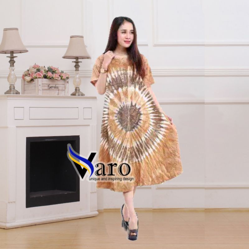 [GROSIR] Daster Kaos Payung Busui Tiedye XXL Jumbo Klok A Busui Resleting-Zip Ow Coklat