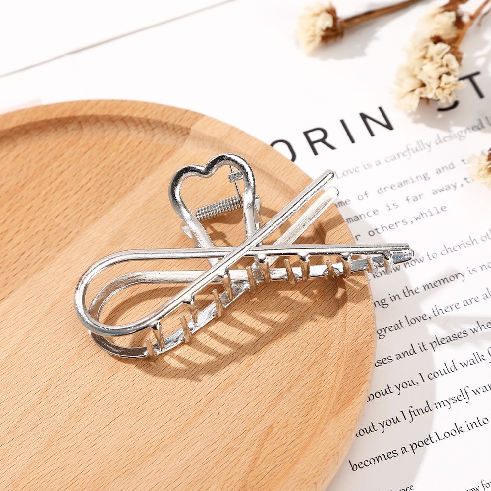Jepit Rambut Bentuk Hiu Bahan Metal Warna Silver Untuk Wanita