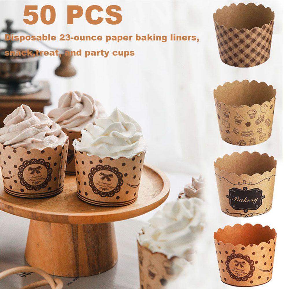 Chookyy 50Pcs Cupcake Paper Cup DIY Dilapisi Emas Perak Alat Kue Kering Muffin Cupcake Liners