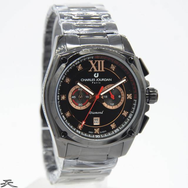 Jam Tangan Pria Charles Jourdan CJ 1011 Diamond Rantai Original Murah