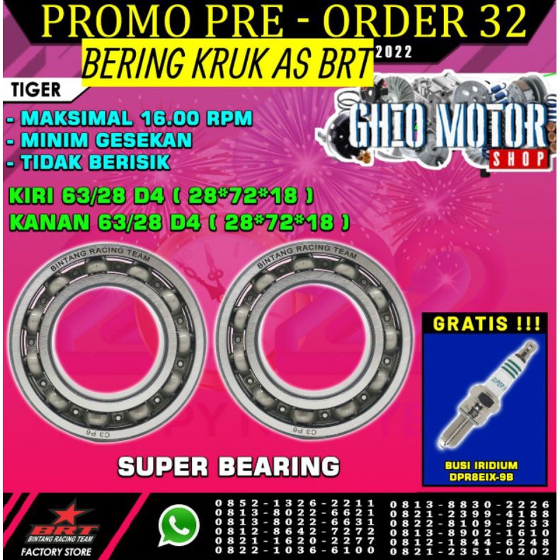 BEARING KRUK AS BRT TIGER /KLX 150 BERING STANG SEHER/LAHER STANG SEHER KLX / LAKHER STANG PISTON KLX BRT