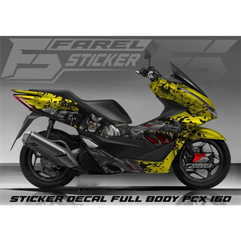 Sticker Decal Variasi berkarakter untuk motor Honda PCX 160 Full Body, Bisa ganti warna sesuai permi