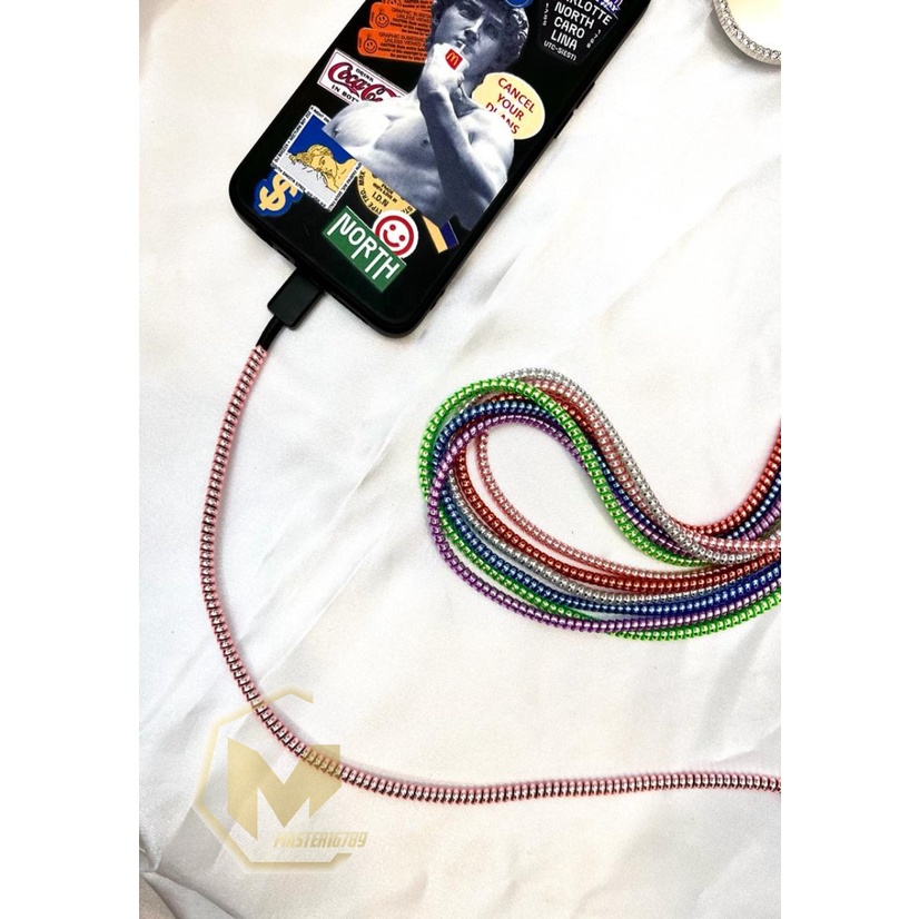 RT94 Pelilit Kabel Spiral Warna Metalic Pelindung Cable Hp Charger Universal Cord Protector solid Color glossy MA2779