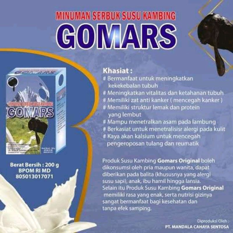 Gomars Serbuk Susu Kambing 200 Gram Shopee Indonesia