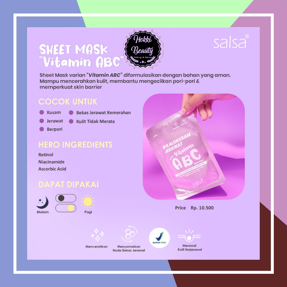 SALSA Sheet Mask - Masker Wajah Daily (Hyaluronic, Niacinamide, Snail)