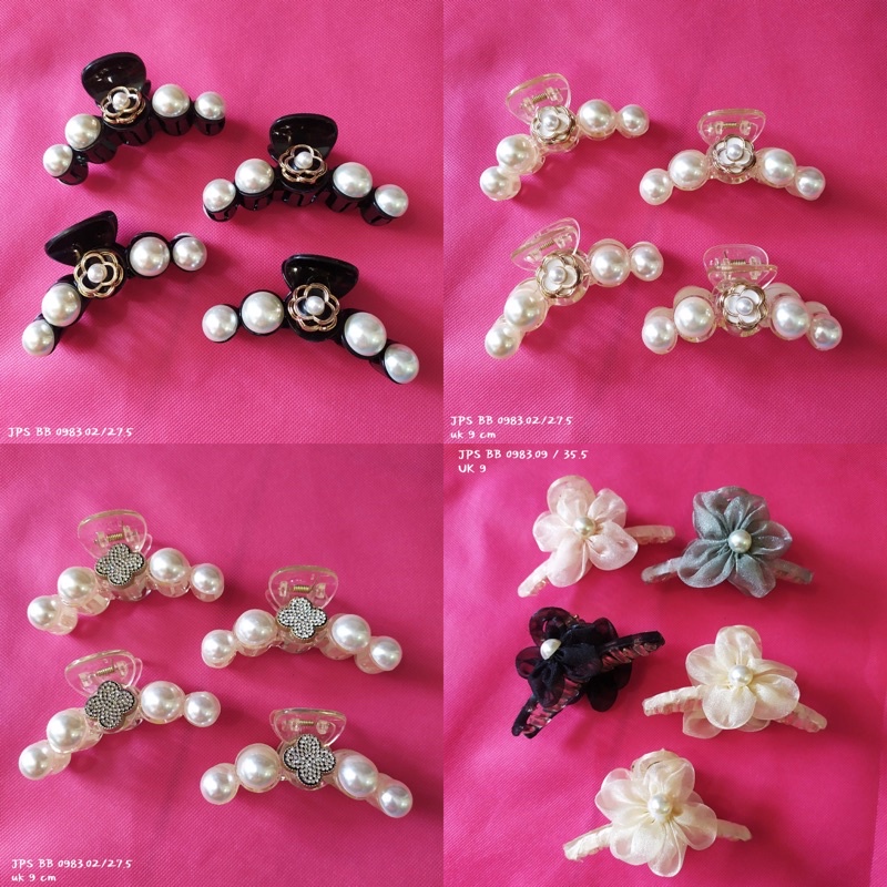 Jepit Mutiara Jepit Rambut Mutiara Dan Jepit Bunga Bahan Tile Jepit Mutiara Warna Hitam Dan Putih