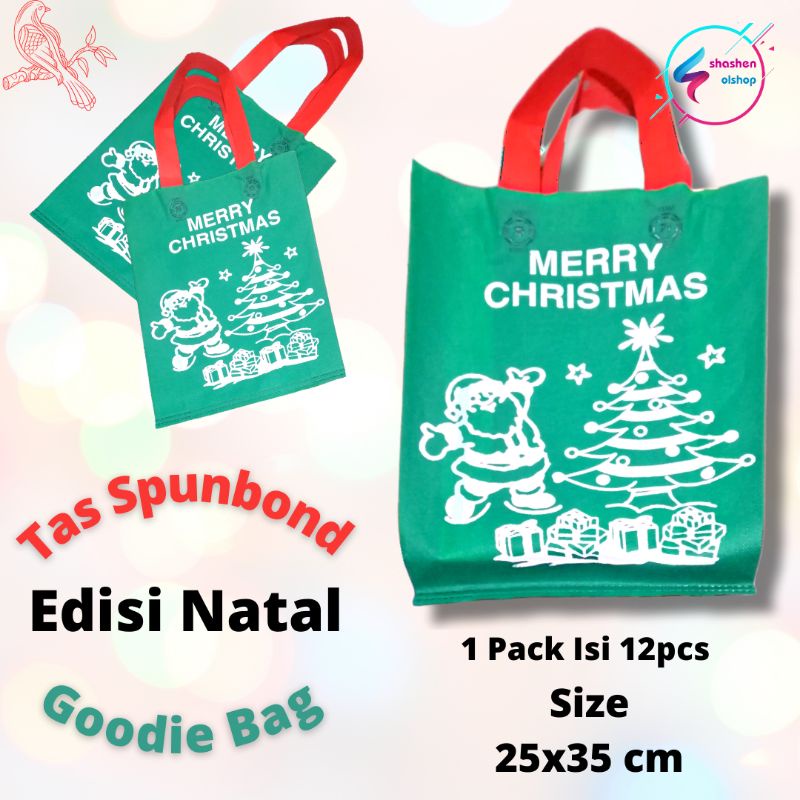 

Goodie Bag Tas Spunbond Natal Ukuran 25x35 Isi 1 Lusin