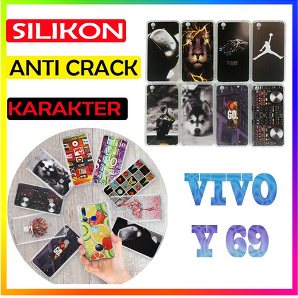 ANTI CRACK Vivo Y69 Case Casing Anti Shock 3D Motif Softcase Gambar Silikon Handphone Kasing HP Anticrack Sarung Kesing Antishock Softshell Soft Silicon Jelly Case