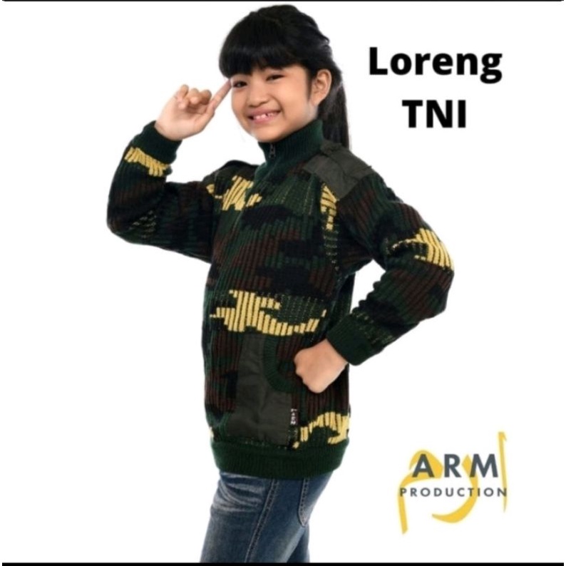 switer rajut anak loreng army