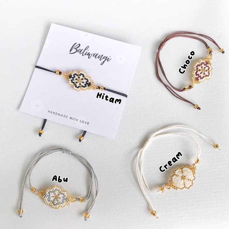 Beads Bracelet Bunga &amp; Diamon - Gelang Manik Bead Aesthetic