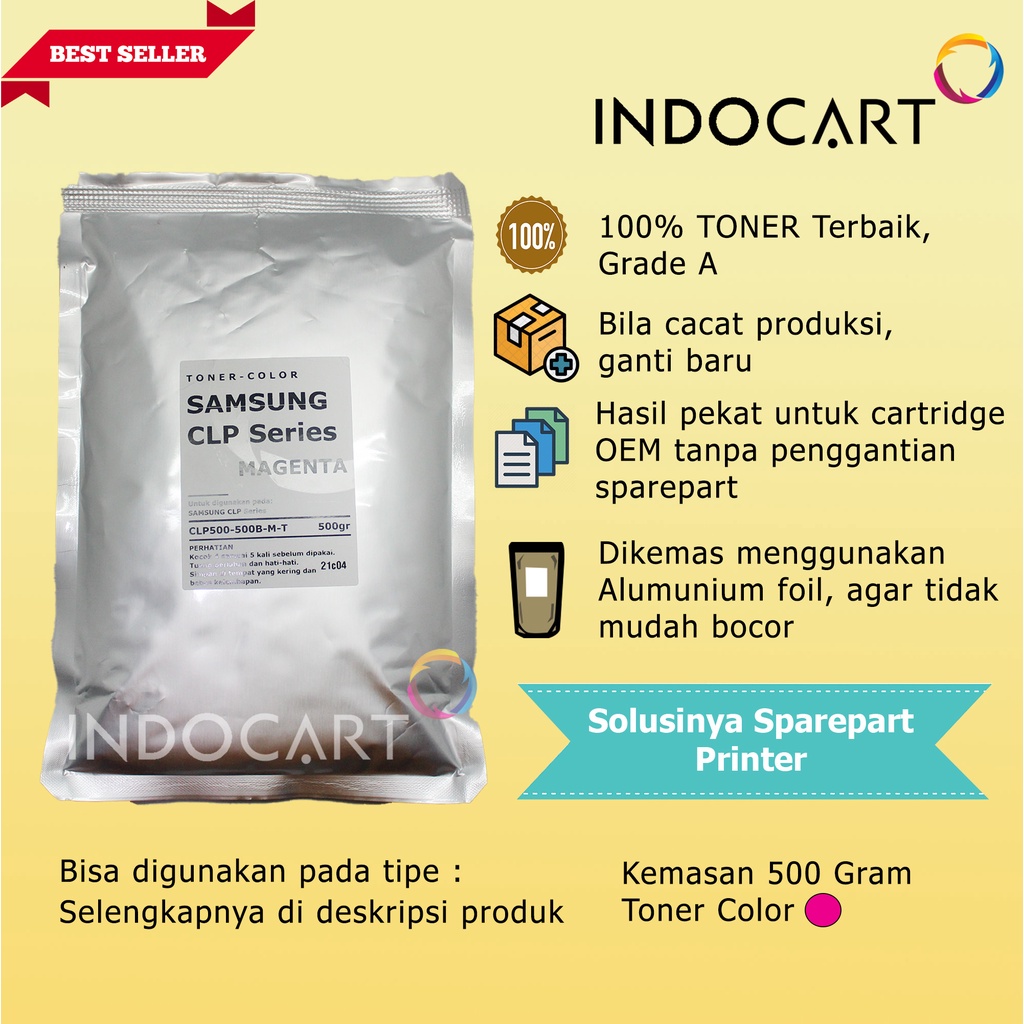 Serbuk Toner Warna Jepang-Samsung CLP 300 350 500 510 600 660-CMY-500g