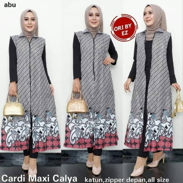 Jual outer resleting depan long cardi cardigan batik model parang kawung best seller  lawasan