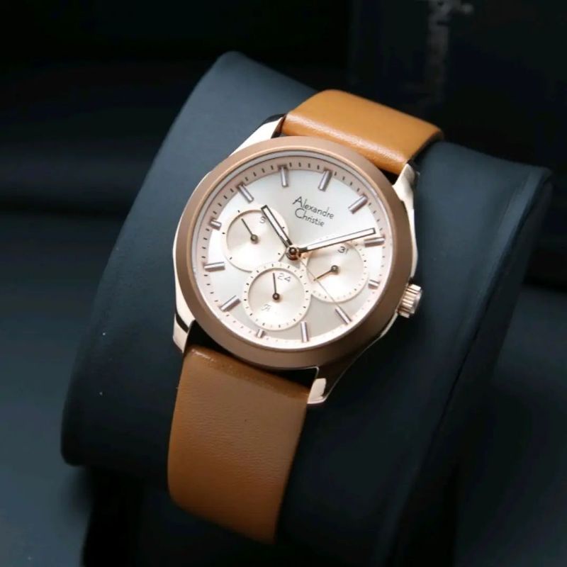 Jam Tangan Alexandre Christie AC 2968 Wanita / AC2968 BF Brown RoseGold Original