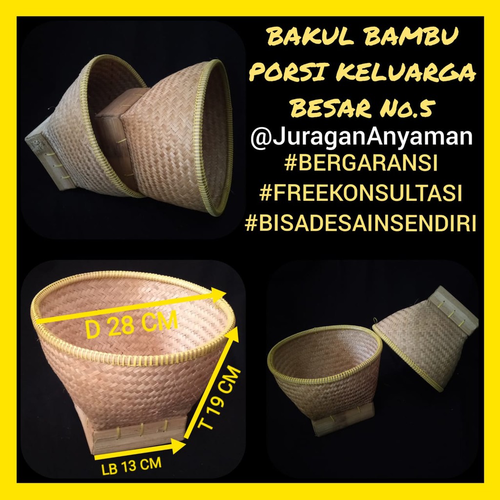 Bakul - Bakul Bambu Porsi Keluarga Besar - Bakul Bambu - Wakul Bambu - Bakul Besar - Bakul Jumbo