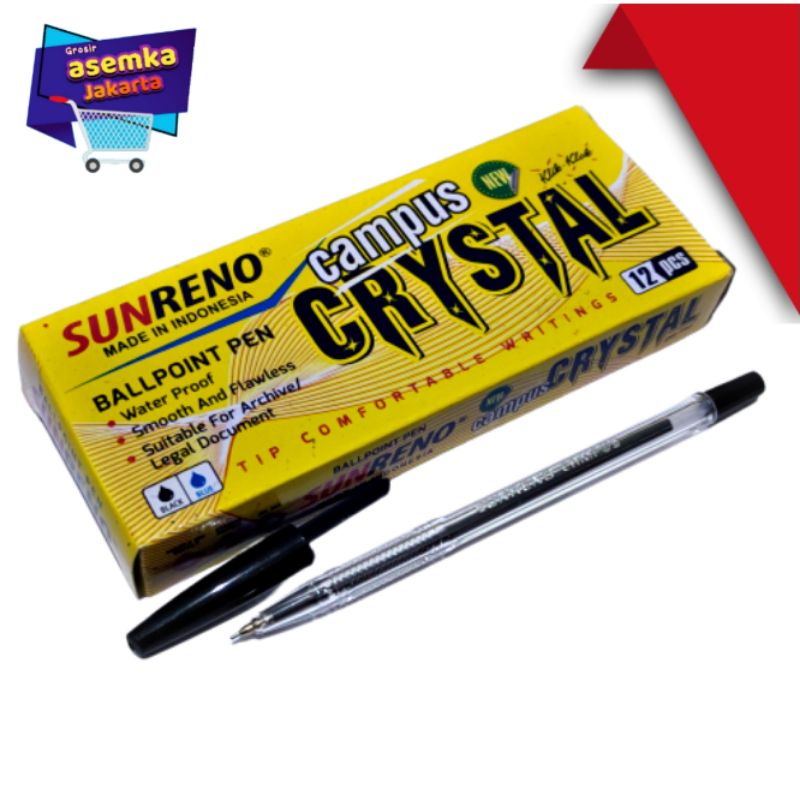 Ballpoint Pen Bolpen Pulpen SunReno Crystal Grosir (12pcs)