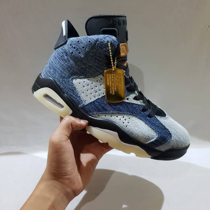 Sepatu Air Jordan 6 Retro Levis Washed Denim Sport Import Original Running Terbaru