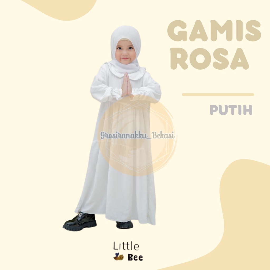 Gamis Anak Rayon Rosa Putih Manasik Haji LittleBee Size 2-8 Th
