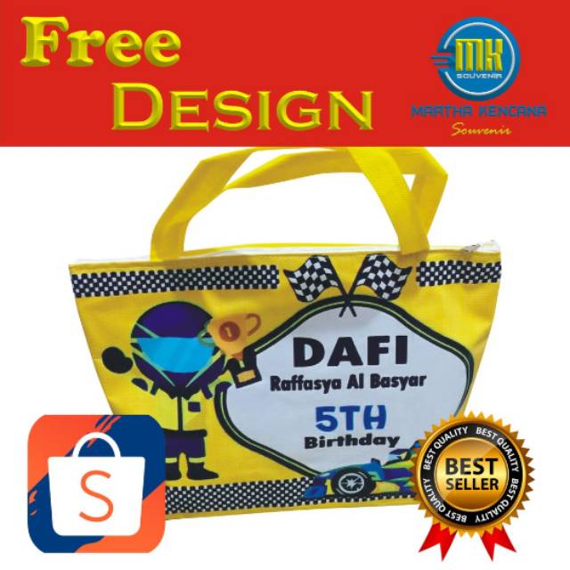 

tas souvenir ulang tahun model jinjing resleting trapesium