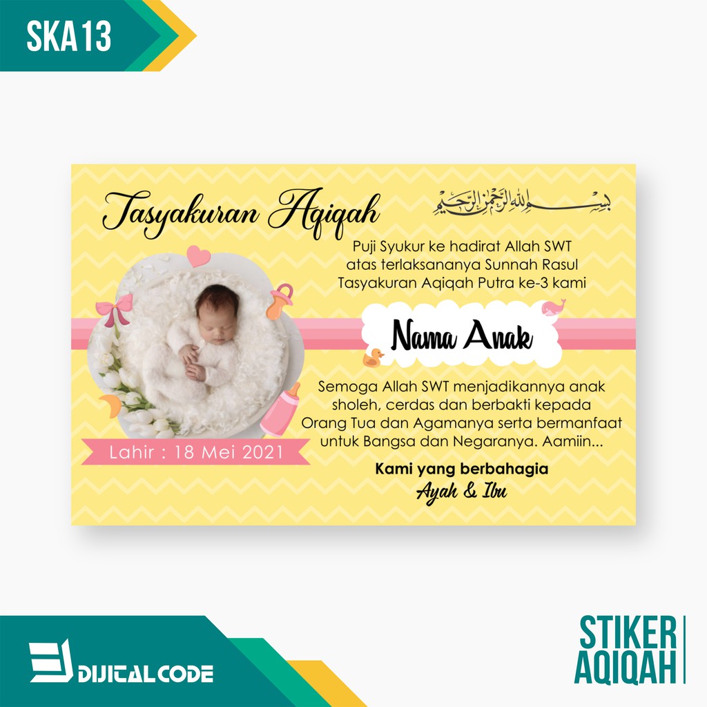 

SKA13 Stiker Label Syukuran Aqiqah Kelahiran Anak