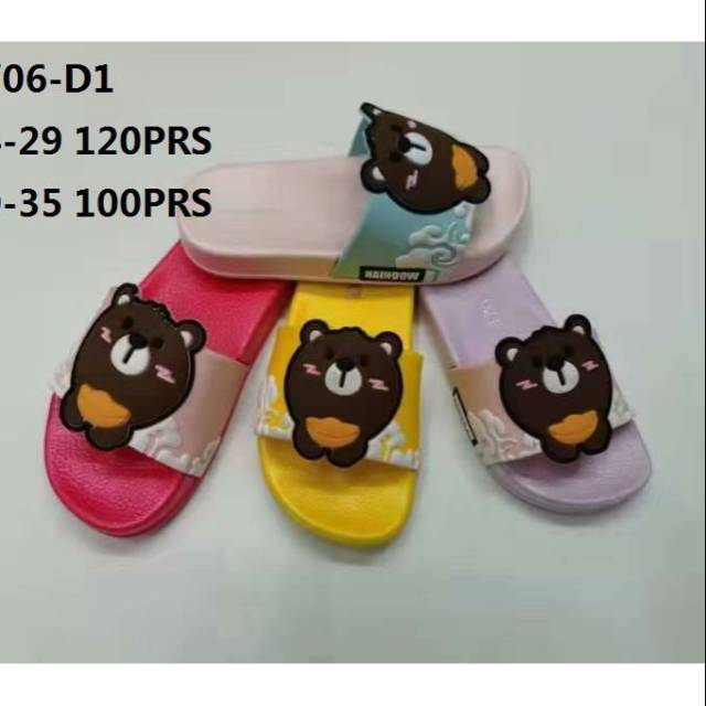 Sun-LINE Sandal Slip Anak Motif Baby Bear 2 3 4 5 6