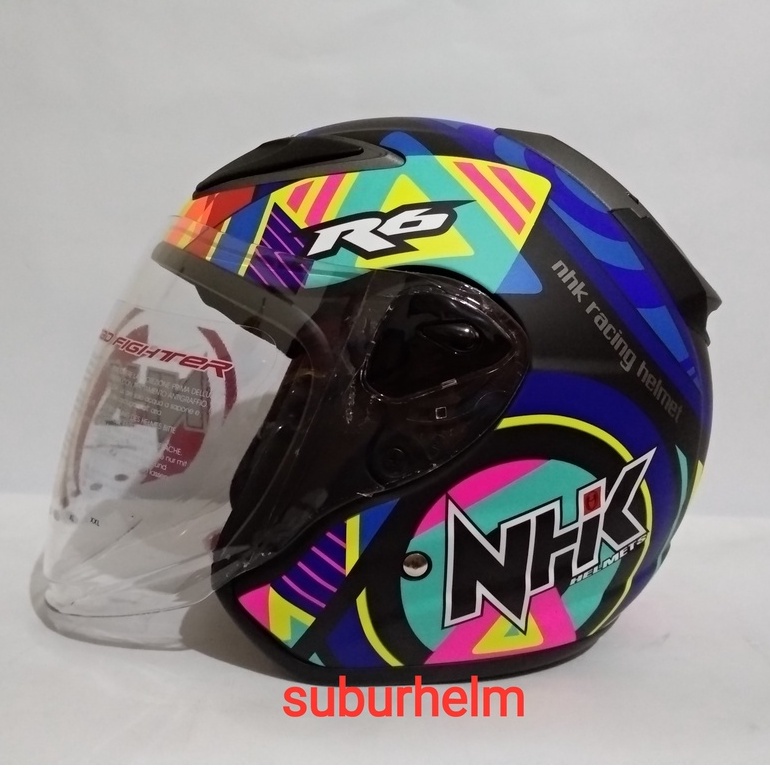 HELM  NHK  R6  PIGMENT  BLACK  DOFF  DAN  GLOSSY   HALF FACE  SINGLE VISOR