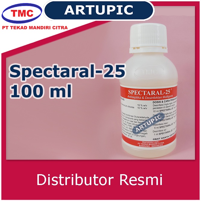 Disinfektan Spectaral-25 100 ml Antiseptik Sanitasi Anti Virus Bakteri Jamur Glutaraldehyde dan Quaternary Ammonium Compound Bunuh Virus ND IB ILT AI Marek FMD Mycoplasma Pasteurella Ecoli Salmonella