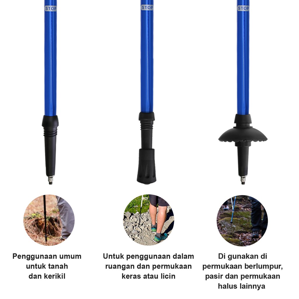 Trekking Pole 4 Ruas Tp8102 Tongkat Hiking Gunung Dengan Senter Shopee Indonesia