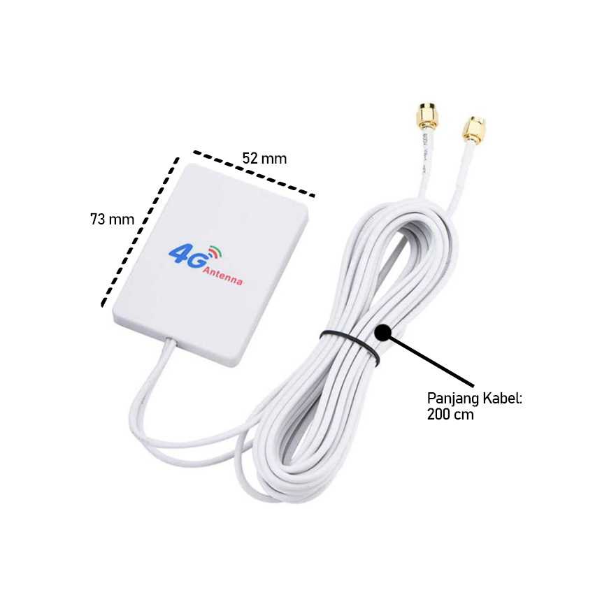 D-LENP Antena Eksternal 3G 4G LTE 28dBi SMA Connector with 2 Meter Cable - RG174