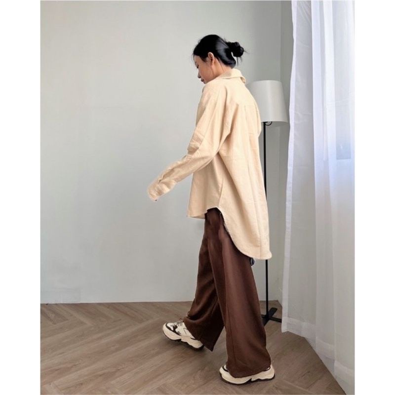 Kemeja Linen Crinckle Oversize Wanita - Suki Shirt