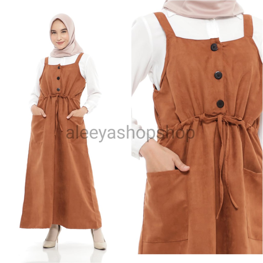 Kora Overall Bahan Suede WARNA MAROON