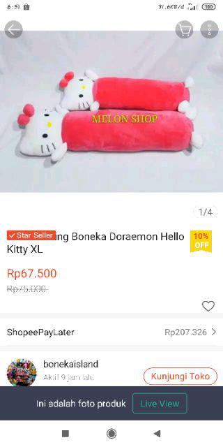 Guling Boneka Doraemon Hello Kitty Xl