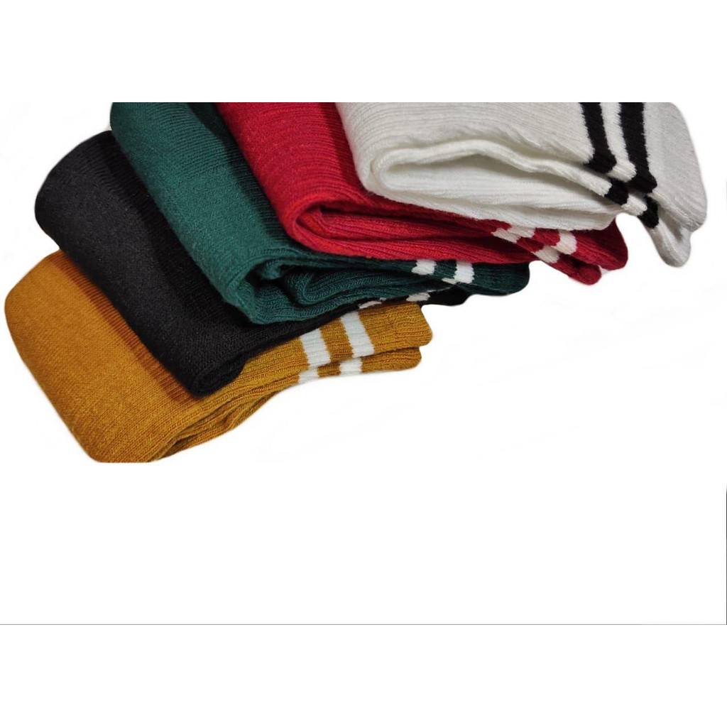 Kaos Kaki Korea Style ATAS Mata Kaki Ankle LowCut (Bahan Katun) 2STRIPS-4