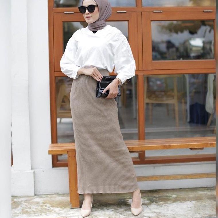 "EU. 882092" Rok Rajut Span Maxi / Rok Rajut Panjang / Rok Span Knit Tebal Premium / Rok Span Panjan