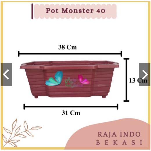 6PCS Pot Sgp 03 Merah Bata MONSTER 40 COKLAT TERAKOTA Pot Plastik Persegi Panjang 40cm Bibit Bunga Orange Coklat