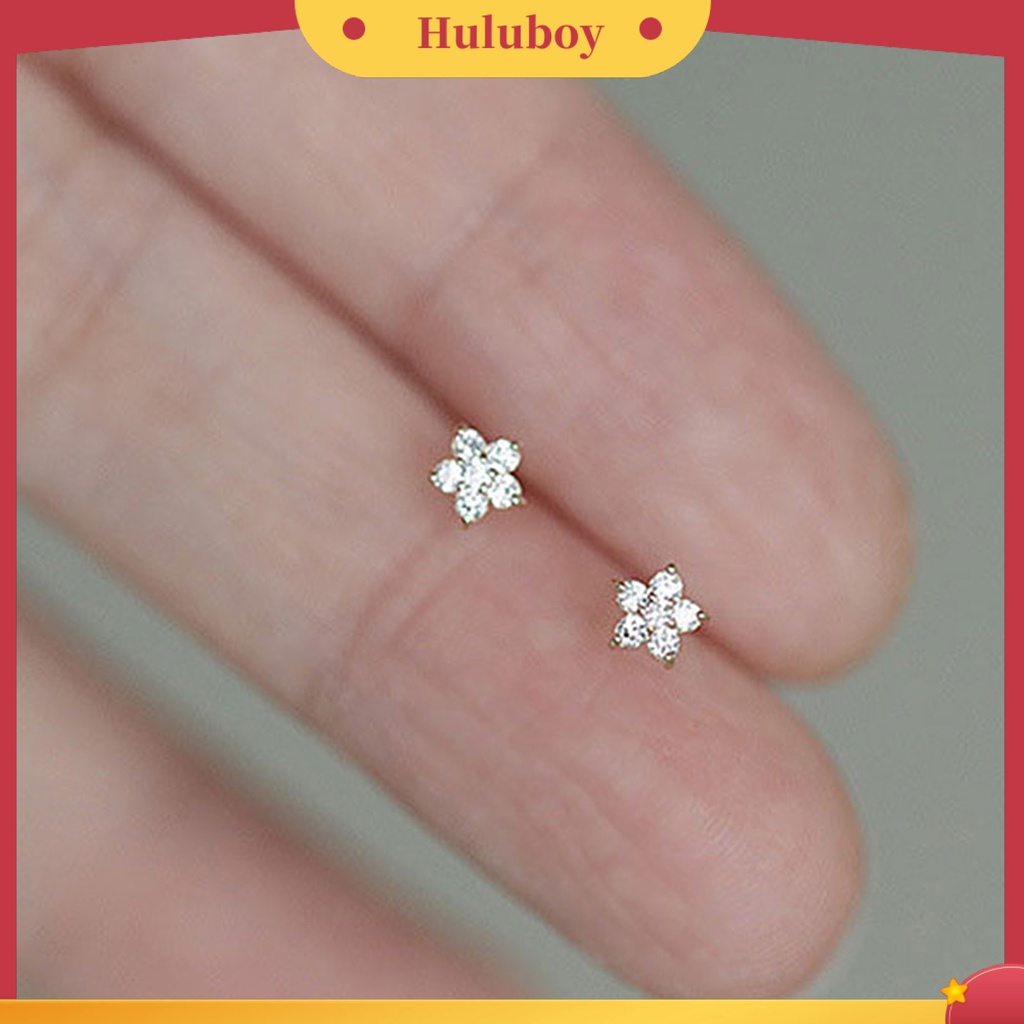 Hu Hu Hu Hu Hu Alat Bantu Pasang Kacamata♡ 1 Pasang Anting Stud Bentuk Bintang Bahan Cubic Zirconia Untuk Wanita