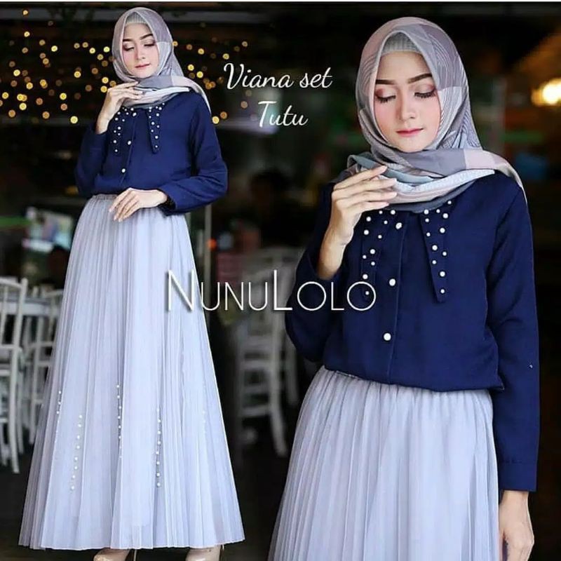 Viana Set | Setelan Rok Tutu | Stelan Baju Muslim Terlaris | gamis remaja