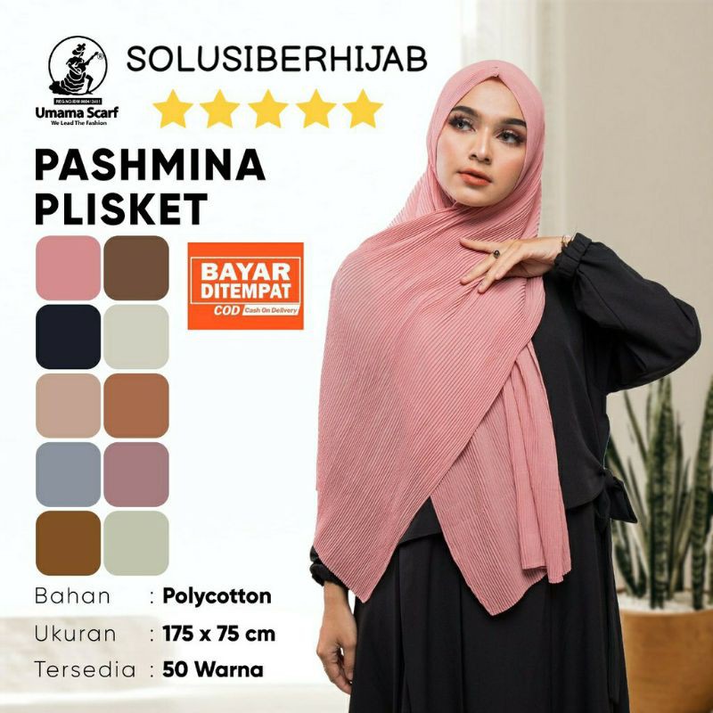 2- Pashmina Full Plisket Pollycotton Original By Umama Scarf