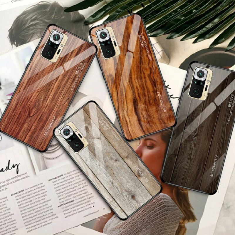 Wood Grain Glass Case Xiaomi Redmi Note 10 10s Note10s Note10 Pro RedmiNote10Pro Max POCO M5S POCOM5