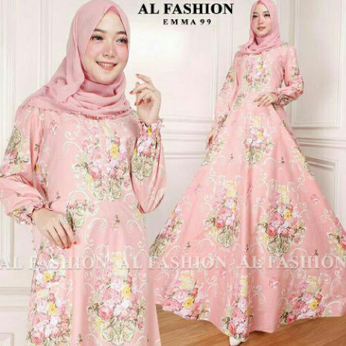 promo maxi emma (99) baju muslim wanita gamis kekinian terbaru - biru muda terbaru
