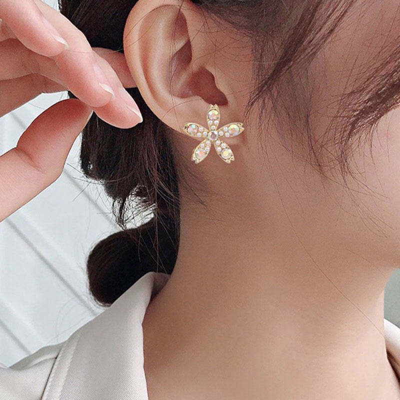 2020 baru trendi colorful zircon bunga stud anting-anting wanita all-match anting-anting Korea Inter