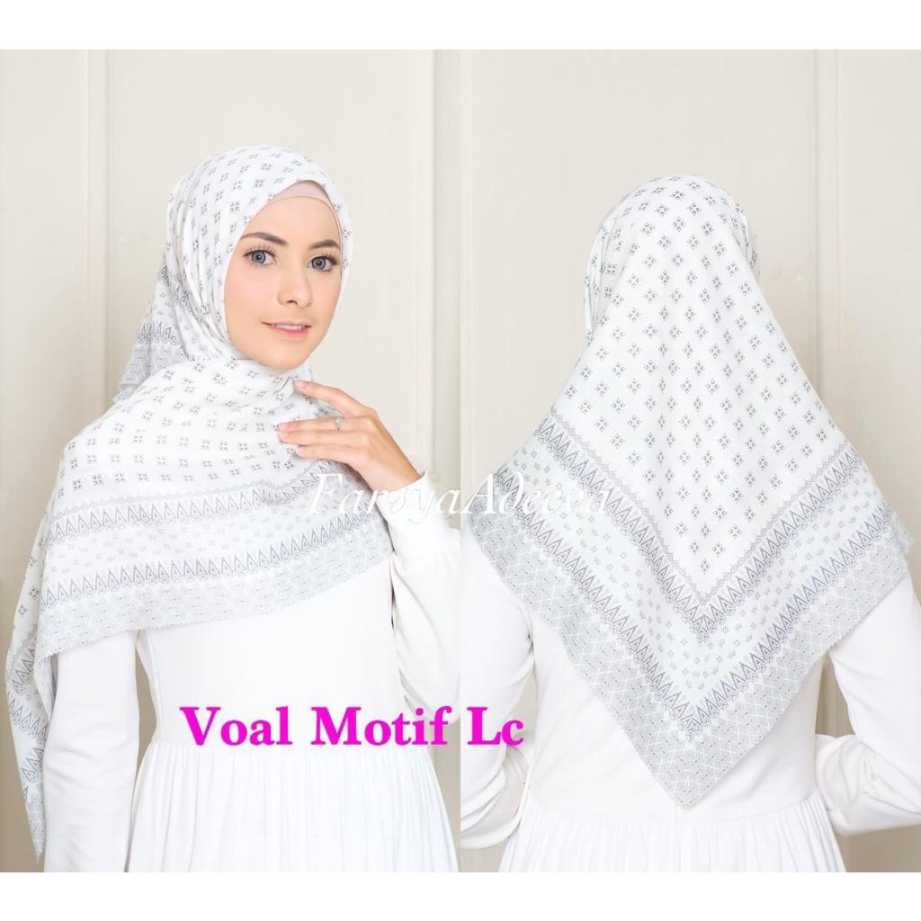 Kerudung segiempat motif terbaru segiempat motif deenay kw bahan voal grosir segiempat motif termurah Safa Hijab-PAKIS PUTIH