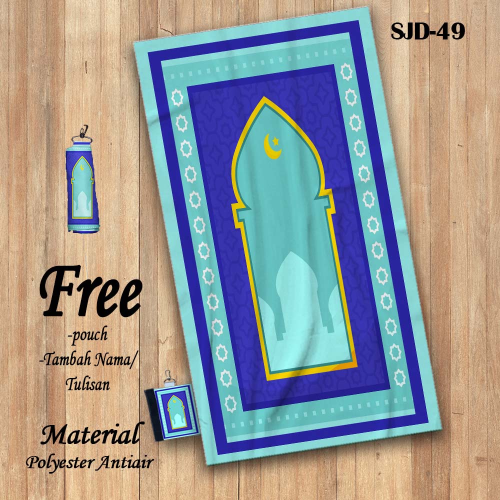 SJD-49 ||FREE PENAMBAHAN NAMA|| Sajadah Anti Air || Sajadah Travel Saku Lipat Portable || Sajadah Genggam Traveling