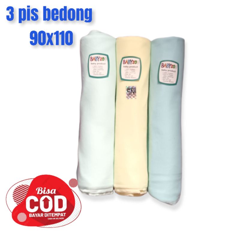 3 pis bedong polos 90x110 bahan dabelnit