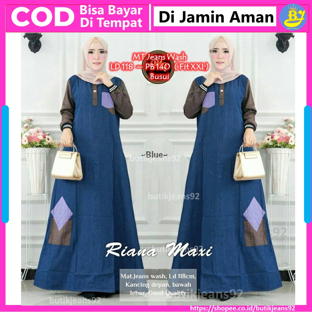 Baju Gamis Jeans Wanita Ibu Ibu Busui Terbaru 2021 Mewah Untuk Pesta Acara Resepsi Pernikahan Kondan